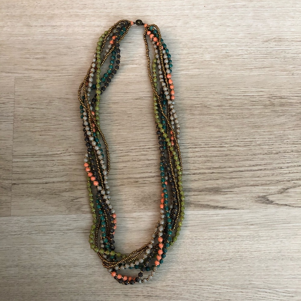 Multi colored beaded layered necklace